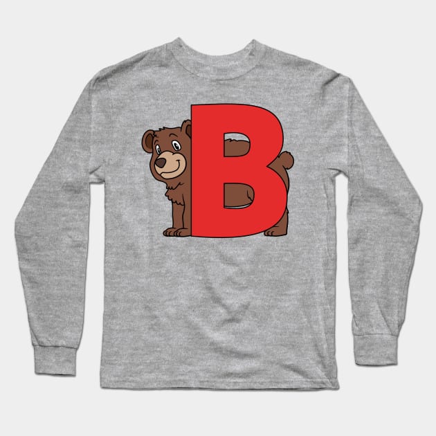 Letter B with Bear Long Sleeve T-Shirt by BoombasticArt